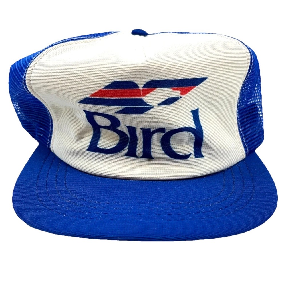 Vintage Trucker Hat Cap Snap Back 80s Made In USA Blue White Bird Coal Mining